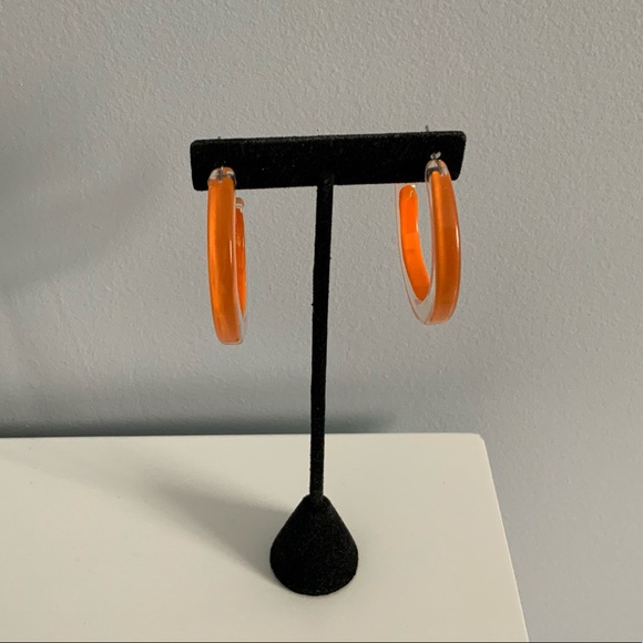 NY&Co Women's Large Resin Hoop Earrings Orange - Picture 3 of 7